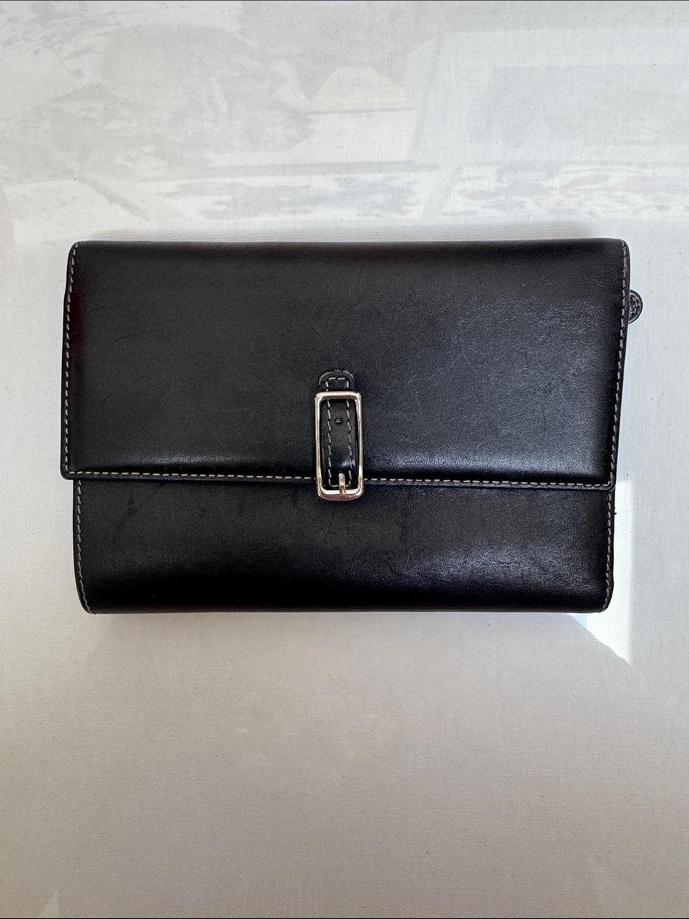 Vintage Coach Black Leather Buckle Wallet